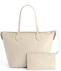 ROYCE New York Pebbled Grain Wide Tote Bag with Wristlet