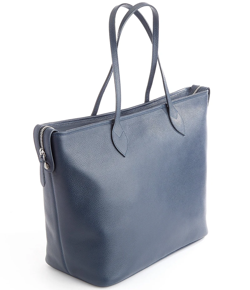 ROYCE New York Pebbled Grain Wide Tote Bag with Wristlet