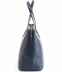 ROYCE New York Pebbled Grain Wide Tote Bag with Wristlet