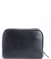 ROYCE New York Pebbled Leather Zip Toiletry Travel Bag