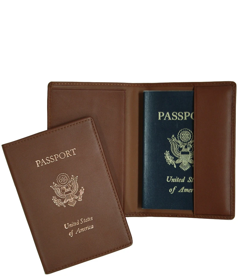 ROYCE New York RFID Blocking Gold Lettered Passport Case