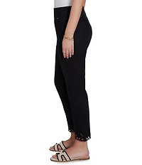 Ruby Rd. Embroidered Cut Out Trim Straight Leg Ankle Pants