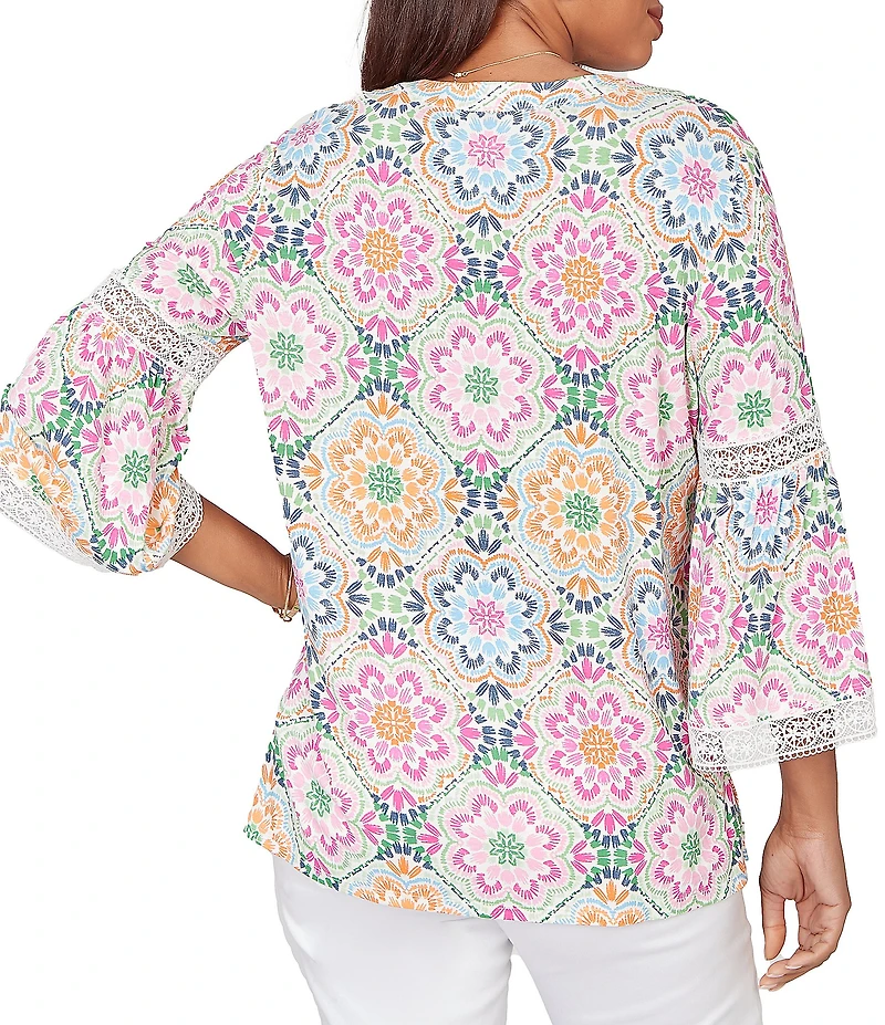 Ruby Rd. Allover Medallion Lace Inset Knit Top