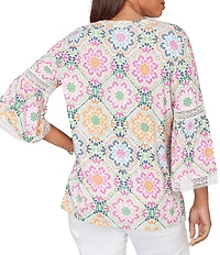 Ruby Rd. Allover Medallion Lace Inset Knit Top
