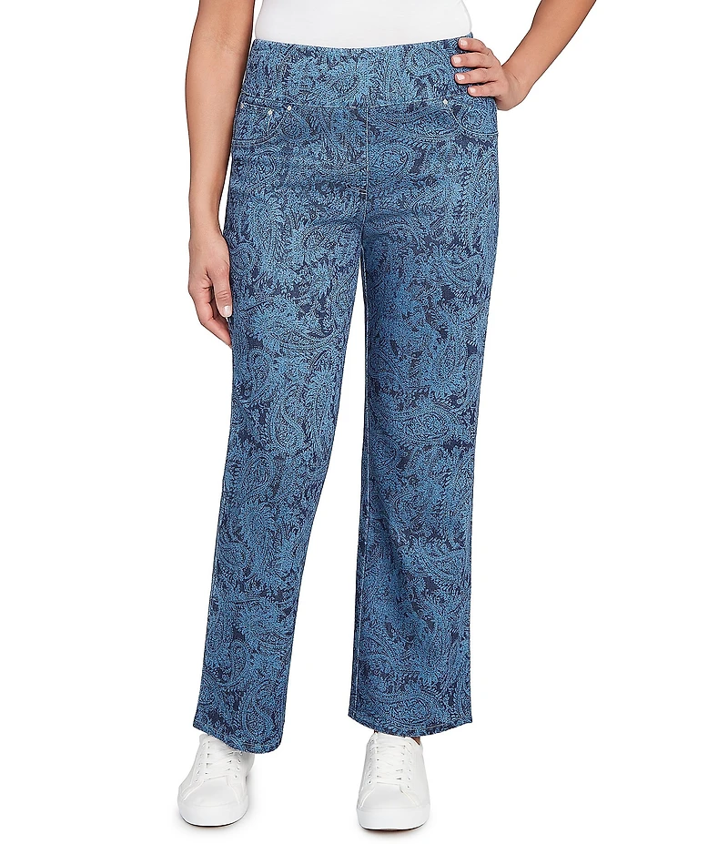 Ruby Rd. Allover Paisley Print Pull-On Ankle Jeans