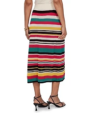 Ruby Rd. Bold Striped Mesh Stitch Pull-On Midi Coordinating Skirt