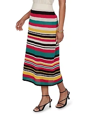 Ruby Rd. Bold Striped Mesh Stitch Pull-On Midi Coordinating Skirt