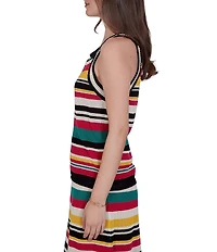 Ruby Rd. Bold Striped Mesh Stitch Scoop Neck Sleeveless Coordinating Tank Top