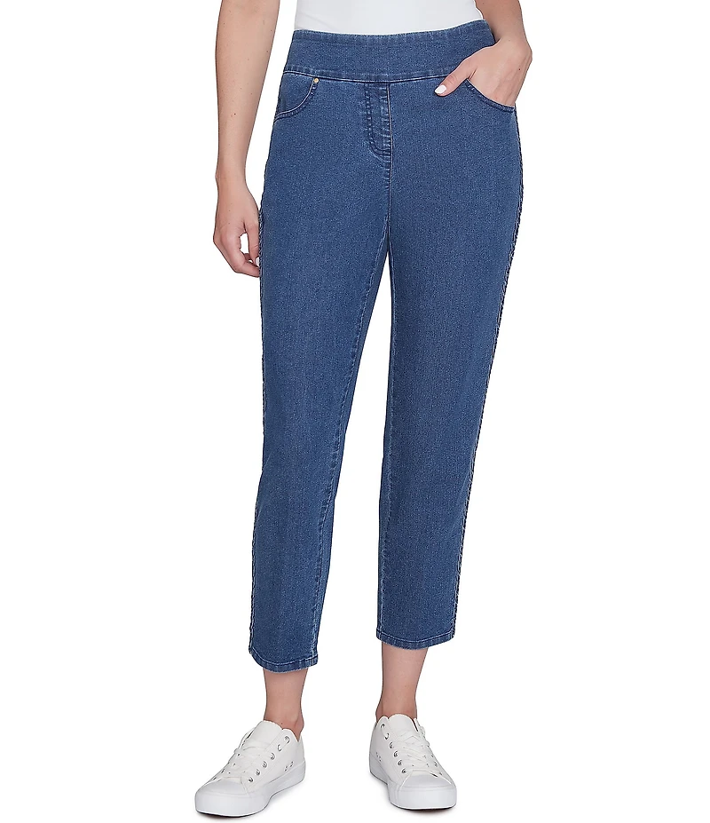 Ruby Rd. Braid Outer Leg Pull-On Jeans