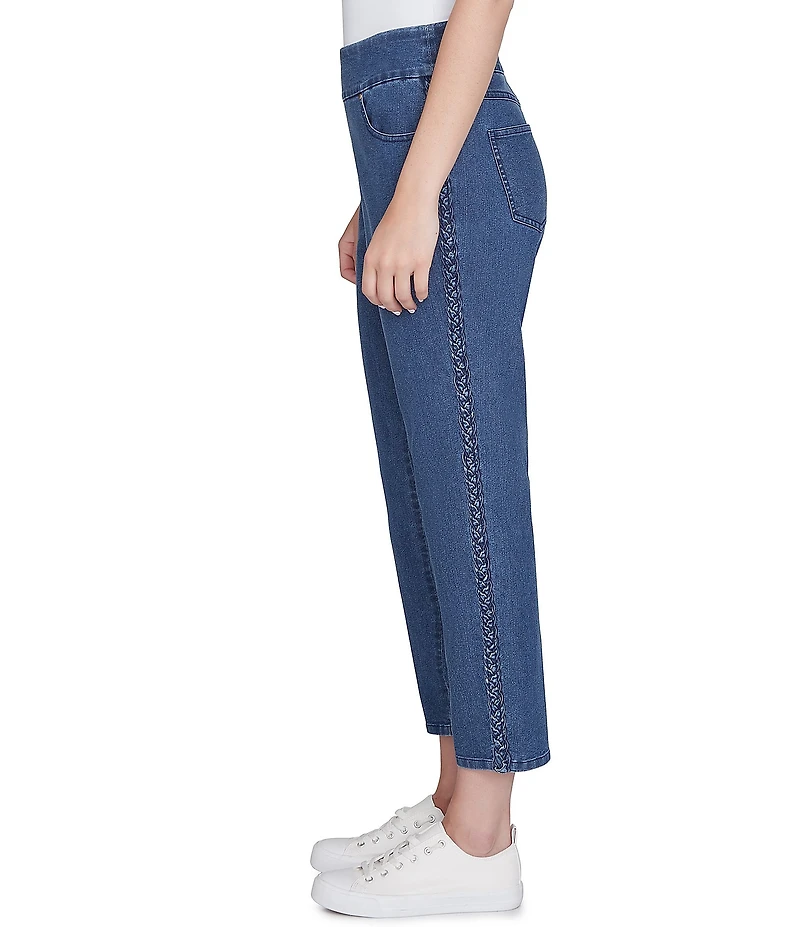Ruby Rd. Braid Outer Leg Pull-On Jeans