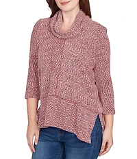 Ruby Rd. Chenille Space-Dye Cowl Neck 3/4 Sleeve Top