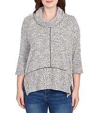 Ruby Rd. Chenille Space-Dye Cowl Neck 3/4 Sleeve Top
