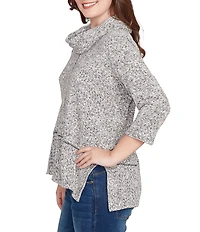 Ruby Rd. Chenille Space-Dye Cowl Neck 3/4 Sleeve Top