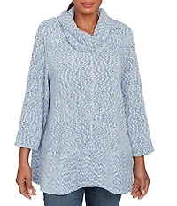 Ruby Rd. Chenille Space-Dye Cowl Neck 3/4 Sleeve Top