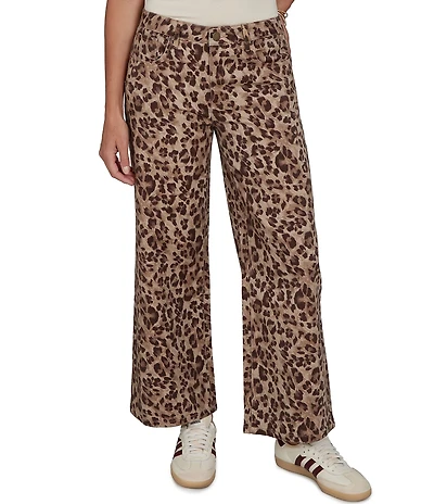 Ruby Rd. Coordinating Stretch Denim Cheetah Print Wide Leg Pants