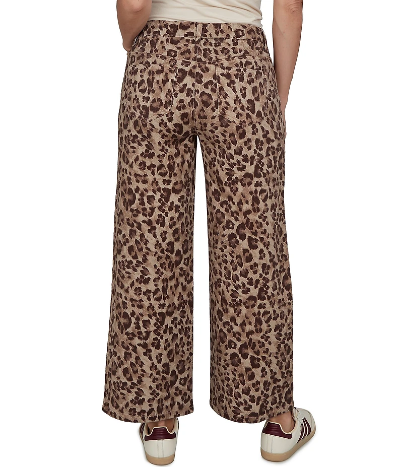 Ruby Rd. Coordinating Stretch Denim Cheetah Print Wide Leg Pants