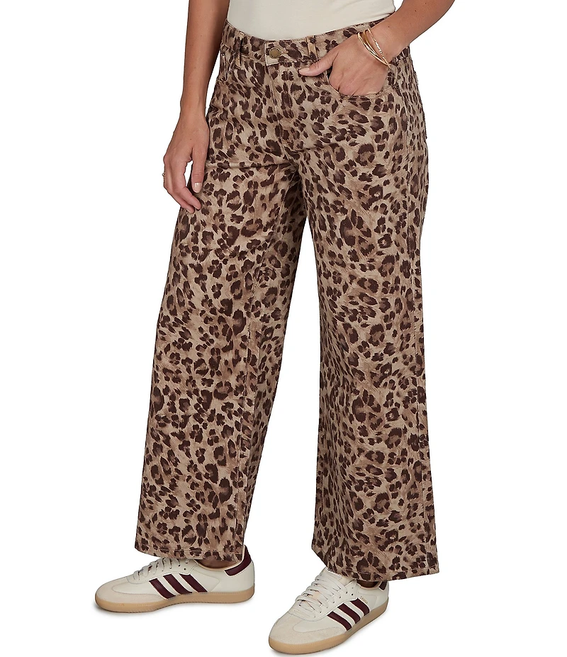 Ruby Rd. Coordinating Stretch Denim Cheetah Print Wide Leg Pants