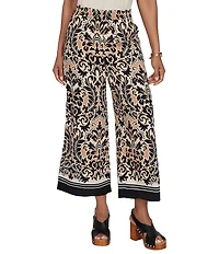 Ruby Rd. Coordinating Textured Woven Modern Damask Pull-On Crop Pant