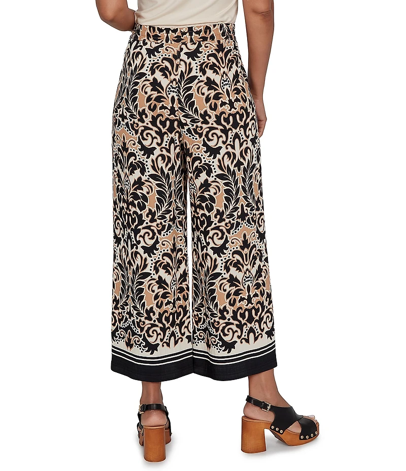 Ruby Rd. Coordinating Textured Woven Modern Damask Pull-On Crop Pant