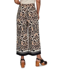 Ruby Rd. Coordinating Textured Woven Modern Damask Pull-On Crop Pant