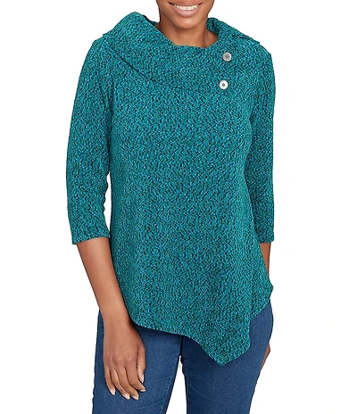Ruby Rd. Cowl Neck 3/4 Sleeve Chenille Knit Top