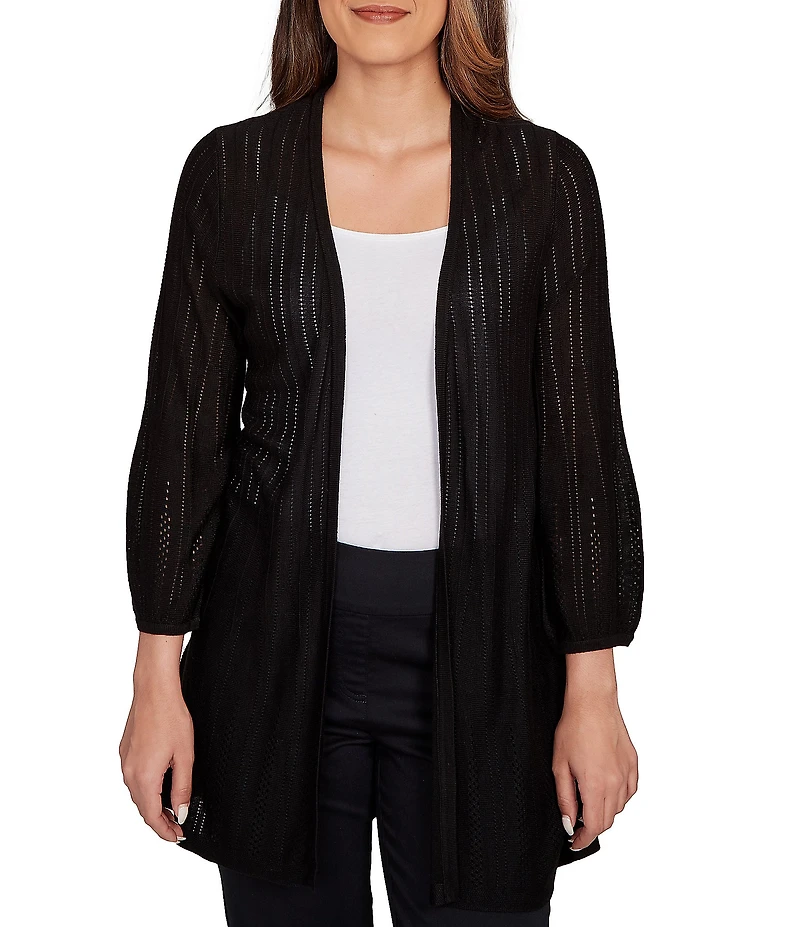 Ruby Rd. Cozy Ribbed 3/4 Sleeve Open-Front Cardigan