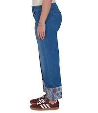 Ruby Rd. Denim Relaxed Fit Wide Floral Print Cuff Ankle Jeans