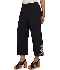 Ruby Rd. Double Cotton Gauze Intricate Embroidered Pull-On Ankle Pants