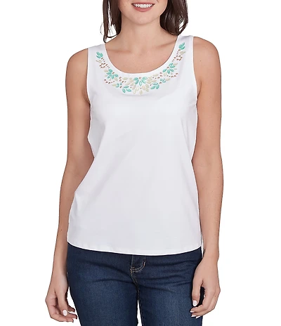 Ruby Rd. Embellished Scoop Neck Sleeveless Tank Top