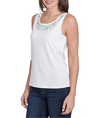 Ruby Rd. Embellished Scoop Neck Sleeveless Tank Top