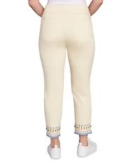 Ruby Rd. Embroidered Beaded Hem Pull-On Ankle Pants