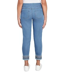Ruby Rd. Embroidered Hem Pull-On Ankle Jeans