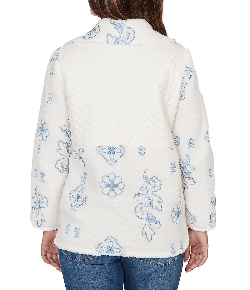 Ruby Rd. Embroidered Quilted Mock Neck Long Sleeve Jacket