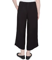 Ruby Rd. Embroidered Tropical Fern Wide Leg Pull-On Cropped Pants