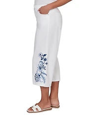 Ruby Rd. Embroidered Wide-Leg Capri Denim Pants