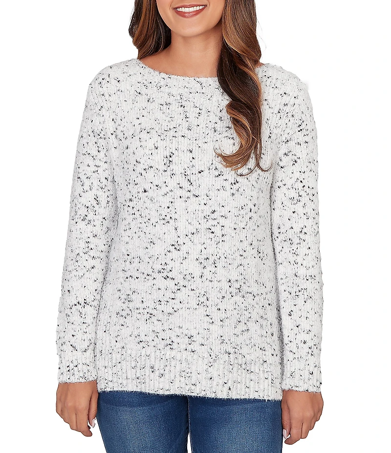 Ruby Rd. Eyelash Yarn Speckled Crew Neck Long Sleeve Sweater