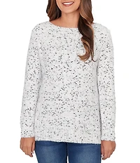 Ruby Rd. Eyelash Yarn Speckled Crew Neck Long Sleeve Sweater