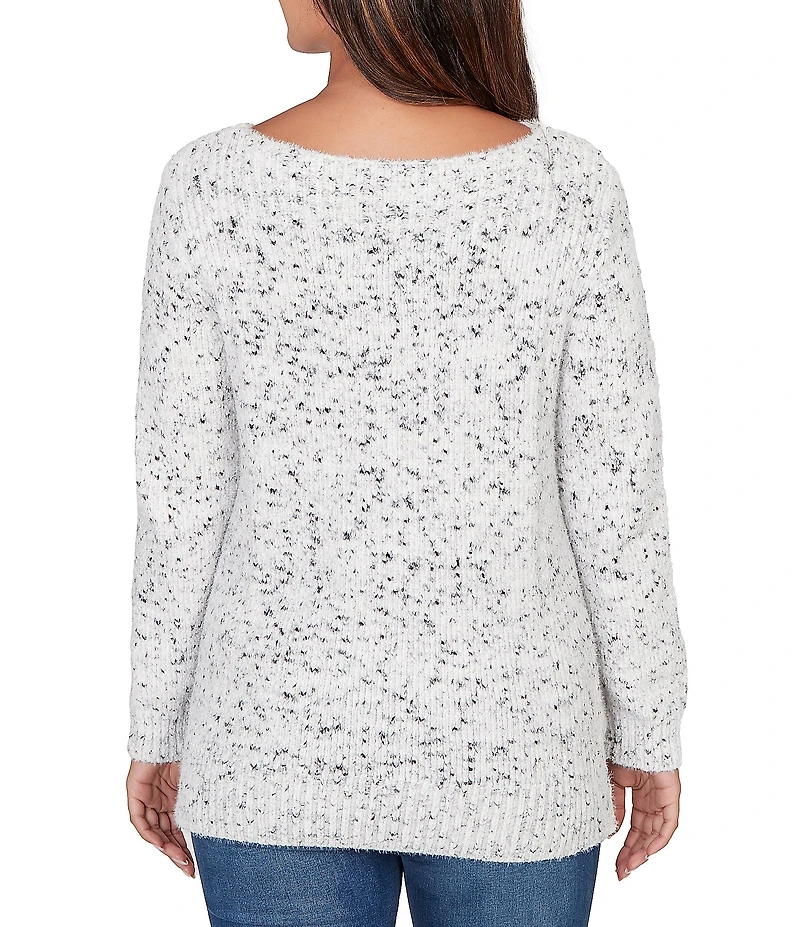 Ruby Rd. Eyelash Yarn Speckled Crew Neck Long Sleeve Sweater