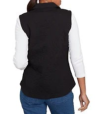 Ruby Rd. French Terry Quilted Point Collar Sleeveless Snap-Front Vest
