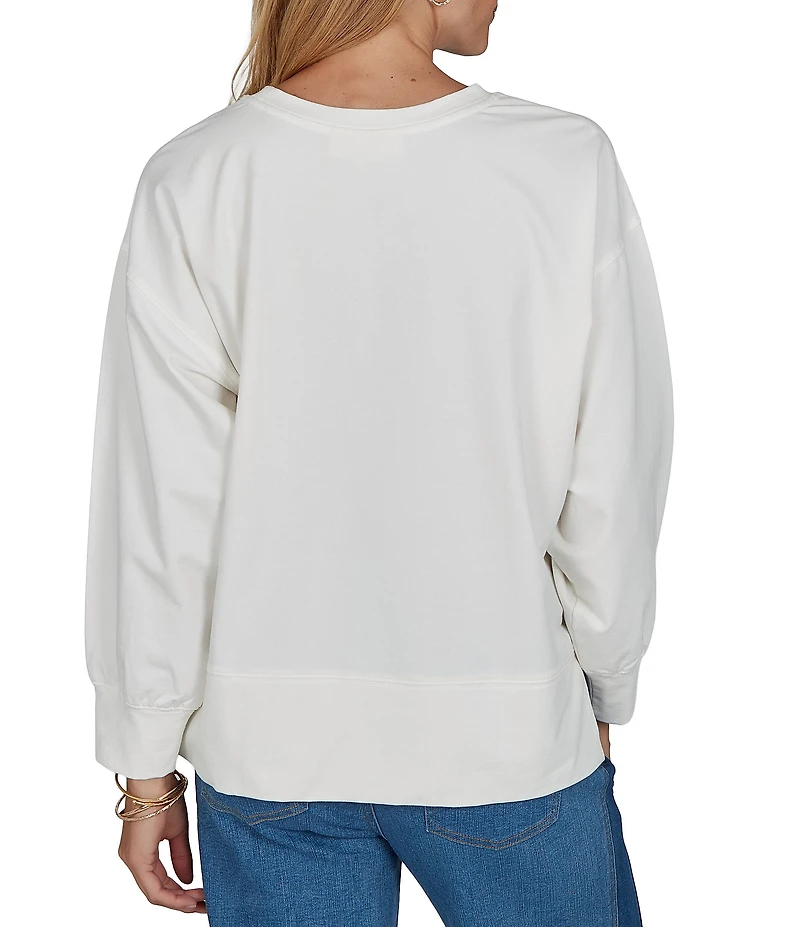 Ruby Rd. French Terry Touchdown Scoop Neck Long Sleeve Pullover