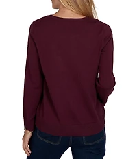 Ruby Rd. Jacquard Knit Regal Corgi Scoop Neck Long Sleeve Sweater