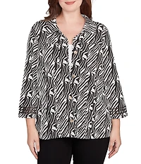 Ruby Rd. Jacquard Knit Zebra Point Collar Bracelet Sleeve Button-Front Swing Jacket