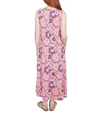 Ruby Rd. Knit Medallion Print Split V-Neck Sleeveless Maxi Dress