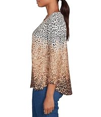 Ruby Rd. Knit Ombre Scoop Neck 3/4 Sleeve Top