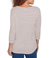 Ruby Rd. Knit Stripe Floral Harvest Fall Graphic Top