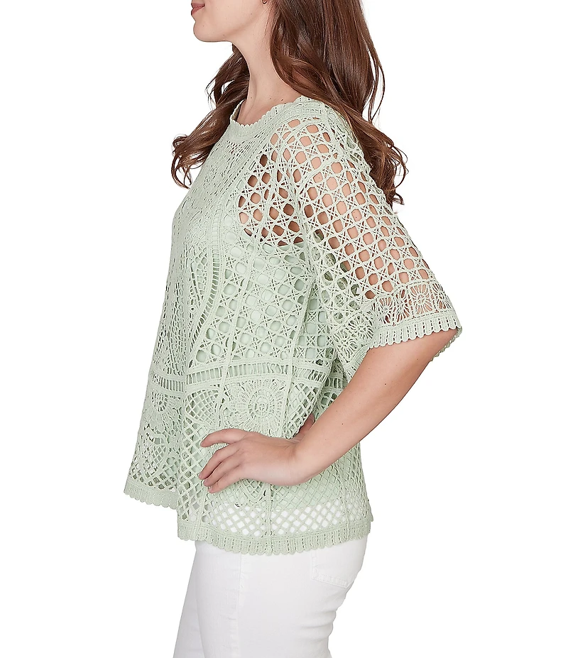 Ruby Rd. Lace Layered Tonal Tank Open-Work Knit Top