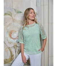 Ruby Rd. Lace Layered Tonal Tank Open-Work Knit Top