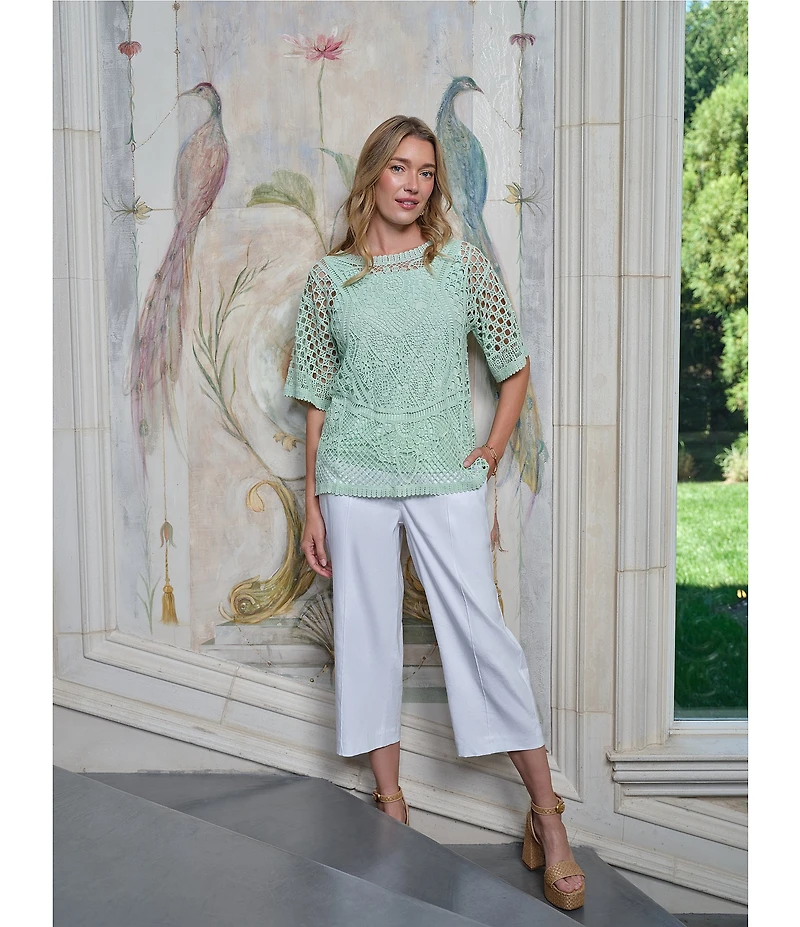 Ruby Rd. Lace Layered Tonal Tank Open-Work Knit Top