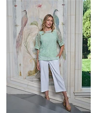 Ruby Rd. Lace Layered Tonal Tank Open-Work Knit Top