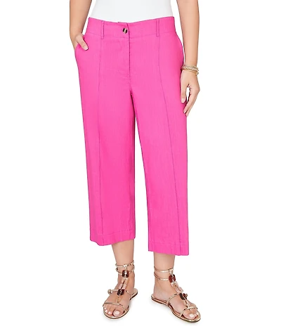 Ruby Rd. Linen Blend Pintuck Wide Leg Crop Pants